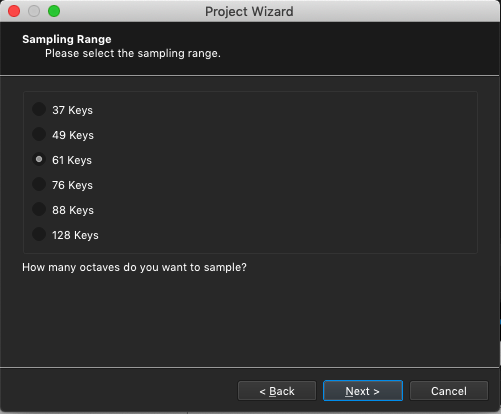 Kontakt plugin, SampleRobot Project Wizard, Sampling Range