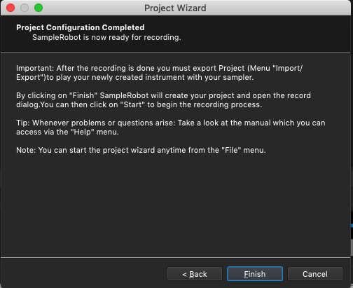 Kontakt plugin, SampleRobot Project Wizard, Project Configuration Completed