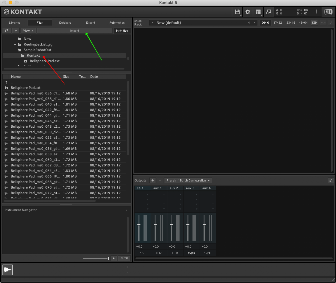 Native Instruments Kontakt 5, standalone version, Files Tab