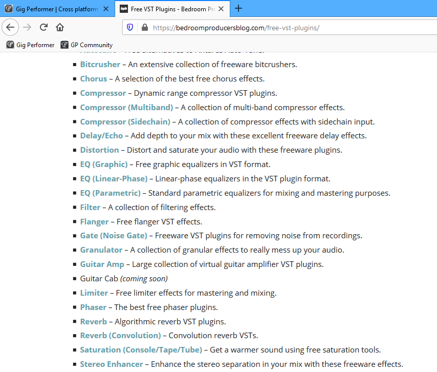 Bedroomproducersblog, free VST, VST3, AU, audio plugins, Gig Performer