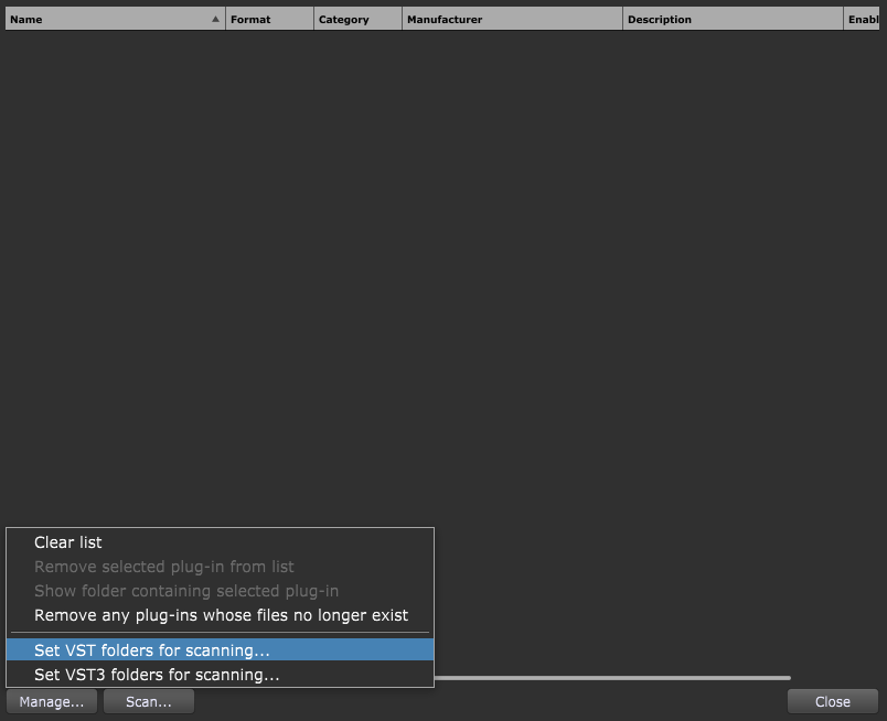 Gig Perfrmer Set VST folders for scanning