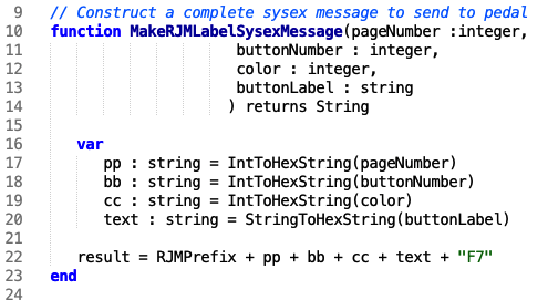 Construct a complete sysex message to send to pedal