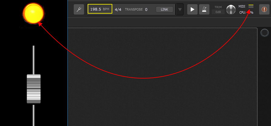 Gig Performer MIDI indicator