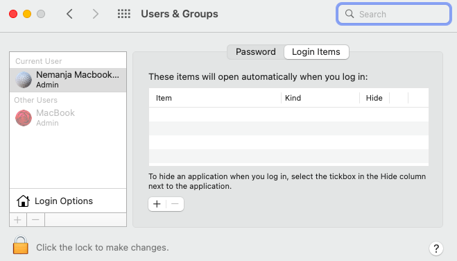 Configure Login items on macOS Monterey