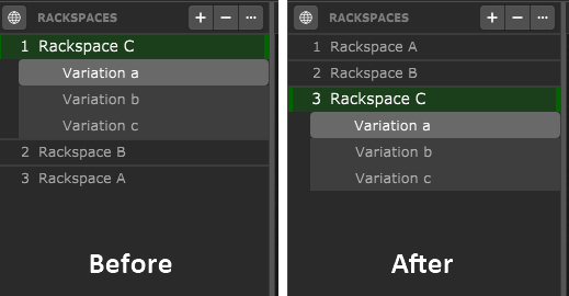 Sort rackspaces by name in Gig Performer