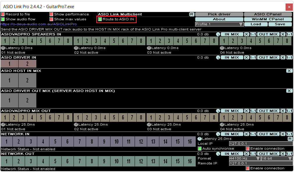 ASIO Link Pro and Guitar Pro 7