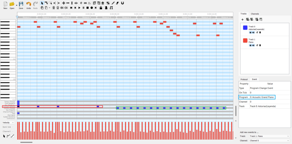 MIDI Editor application - Insert PC message (Program Change or Patch Change Message) and CC message (Control Change message)