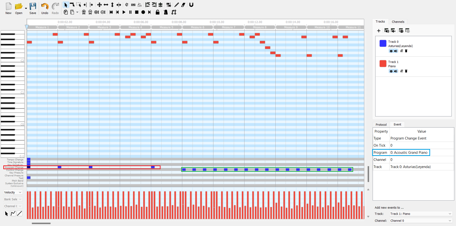 MIDI Editor application - Insert PC message (Program Change or Patch Change Message) and CC message (Control Change message)