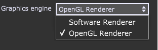 Graphics engine in display options on Gig Performer for Windows