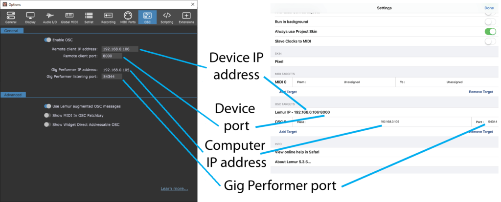 Communication between OSC application Lemur and VST host Gig Performer