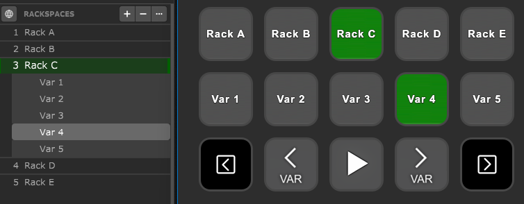 Gig Performer Rackspaces and Variations in Stream Deck