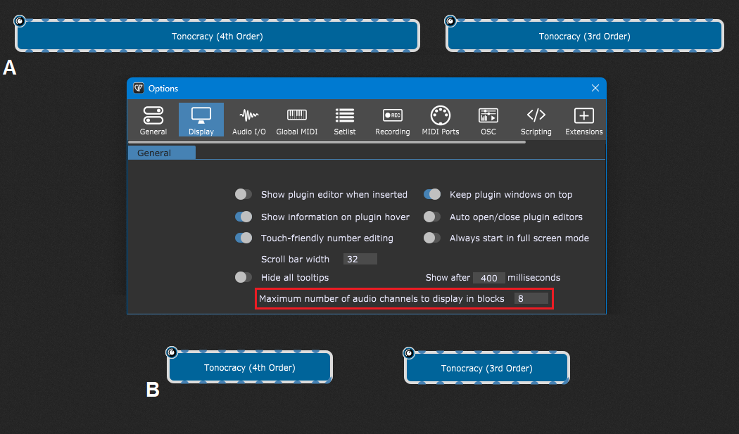 Global maximum number of audio channels